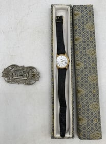 Longines watch and deco brooch