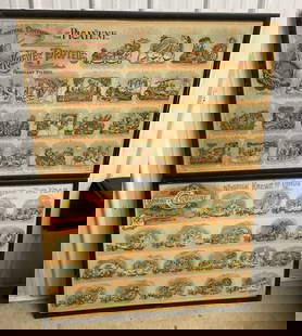 1896 & 1910 Carnival of the Picayune lithos: 43 5/8" x 29 3/4" each; have been mounted on cardboard and framed; show wear with some tears, creases and stains; frames have scratches