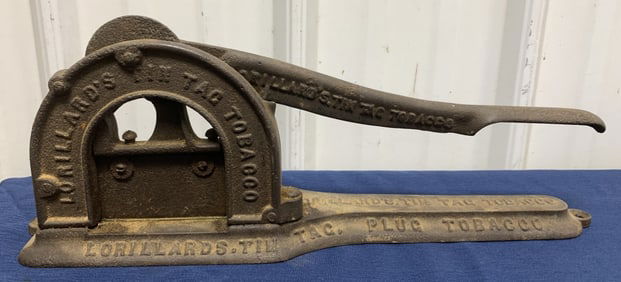 cast iron Lorillard's Tin Tag Tobacco Cutter