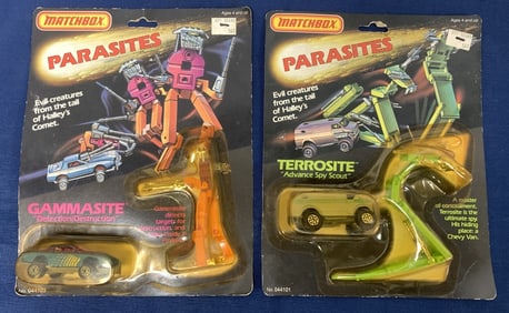 2 Matchbox Parasites on cards