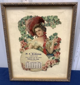 framed 1904 Kan. Brotherson grocer calendar