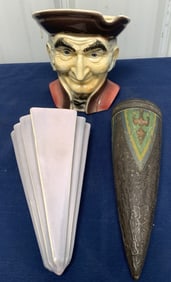 3 pottery wall pockets