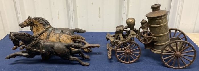 cast iron horse drawn fire engine