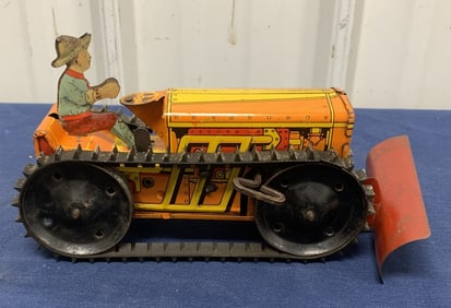 Marx wind-up tractor w/ reversible plow