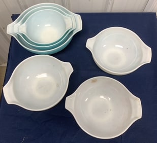 6 Pyrex mixing bowls various prints