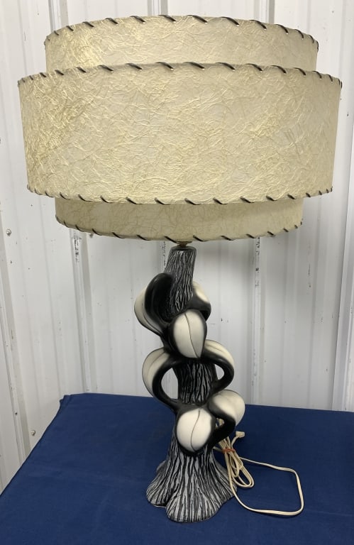 mid-century modern table lamp: untested; 33" tall; has some scratches