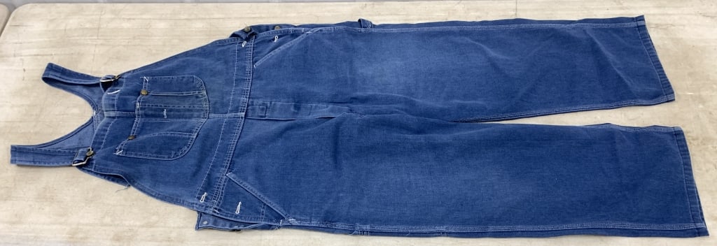 pair of Sears brand denim bib overalls: show wear, no tags