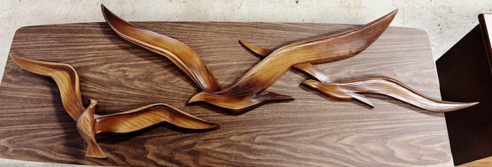 2 MCM Plastic Birds wall hangings