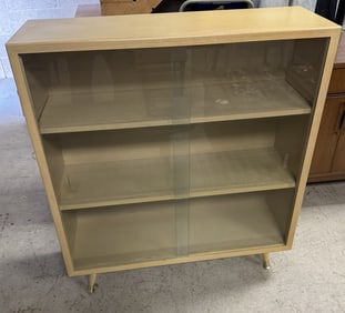 Blonde Bookcase with glass slidding doors
