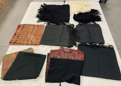 9 shawls, coverings, etc., various sizes