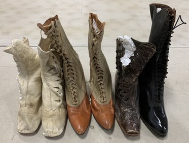 2 pair of women's Victorian shoes and two singles