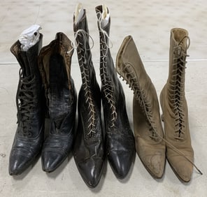 3 pair of women's Victorian shoes