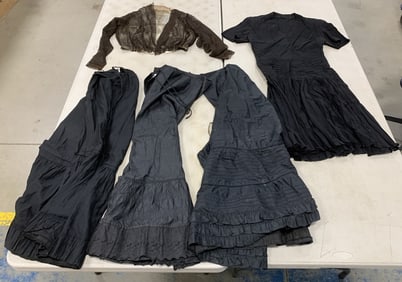 woman's blouse, dress and 3 petticoats