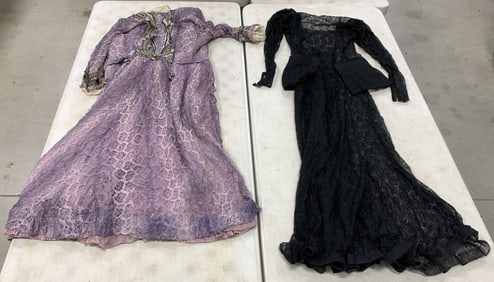 2 early women's dresses