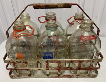 bottle carrier with 6 half gallon pyro milk bottle