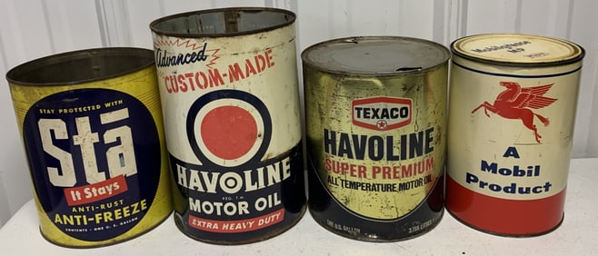 Anti-freeze, Motor Oil and grease cans