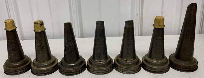 6 Masters and 1 Jay B. Rhodes oil bottle spouts