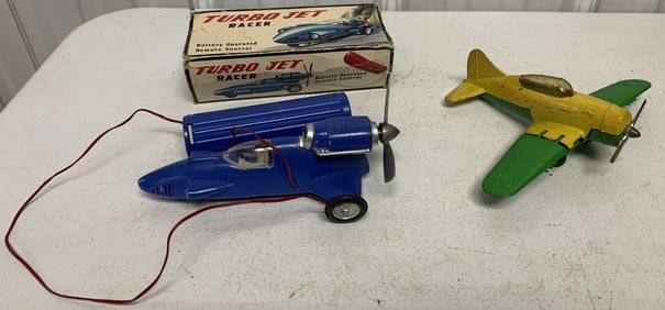 Turbo Jet Racer w/box and Hubley airplane
