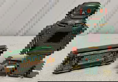 Japanese tin robot and San Francisco street car