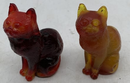 2 Mosser art glass cats