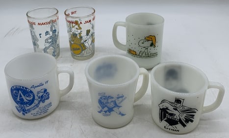 Batman mugs, Archie glasses, Snoopy mug and