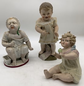 3 large porcelain children figures