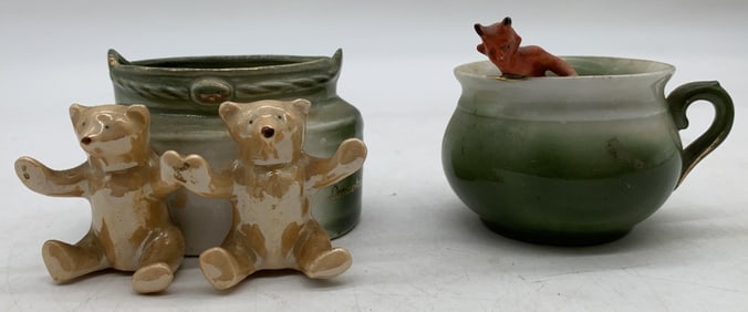 porcelain devil in cup and bears w/basket