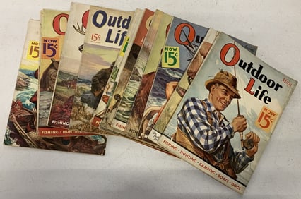 13 Outdoor Life magazines from 1930's-40's