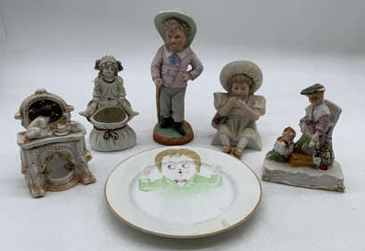 china figurines and plate