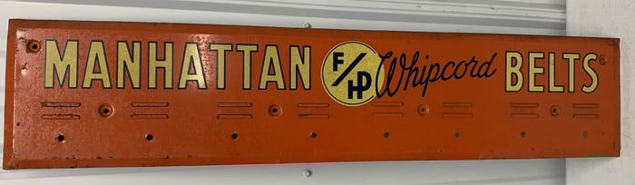 Manhattan Whip Cord Belts metal display sign