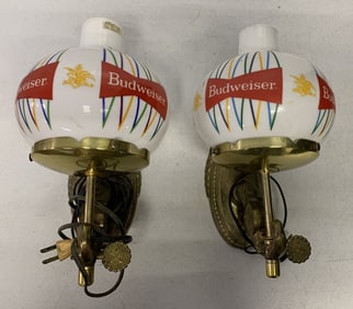 pair of Budweiser wall sconces