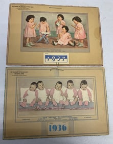 1936 & 1937 Dionne Quints adv. Calendars
