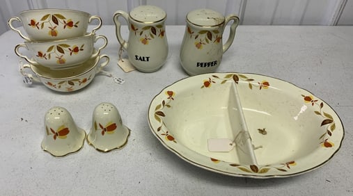 Hall Autumn Leaf S&Ps, divided dish and soups