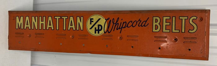 Manhattan Whip Cord Belts metal display sign