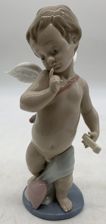 Lladro Cupid figurine: dusty from display; no box