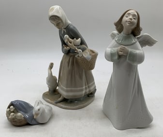 Lladro Shepherdess w/ ducks, Mother Duck and