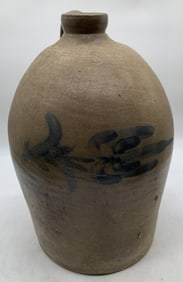 3 gallon blue decorated stoneware jug