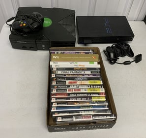 XBOX & PS2 consoles and controllers plus