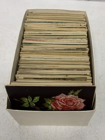 400+ assorted floral and greetings postcards