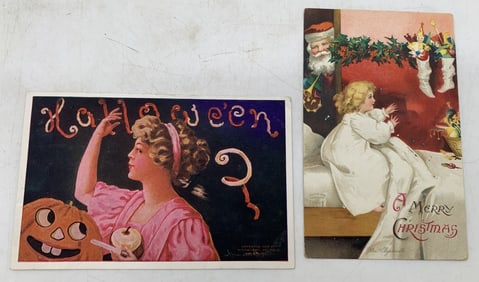 Poth's Beer Christmas & Halloween postcards