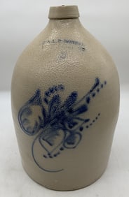 F & L P Norton VT blue decorated stoneware jug