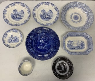 8 assorted plates, bowls and cup