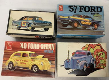 4 Vintage AMC Ford model cars in boxes