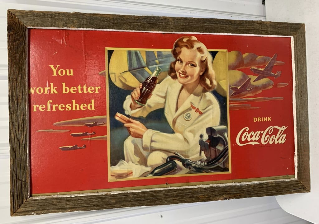 framed Coca-Cola cardboard advertising (1 of 6)