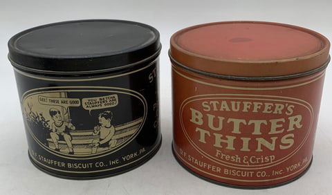 2 Stauffer's Biscuit Company tins