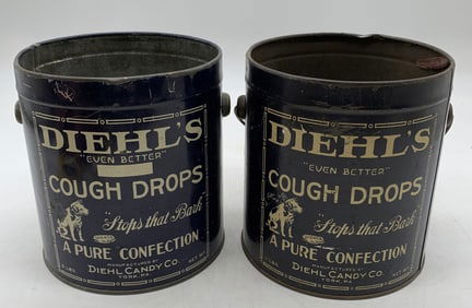 2 Diehl's Cough Drop cans