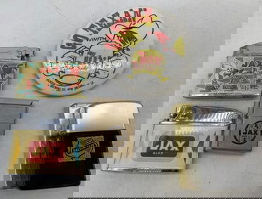 JAX beer lighters and pin , Falstaff lighter