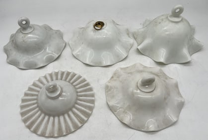 5 Milk Glass Smoke Bells