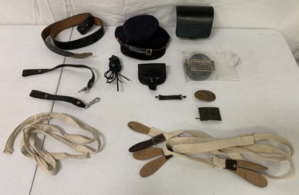 Civil War? Hat belt buckles,suspenders,others