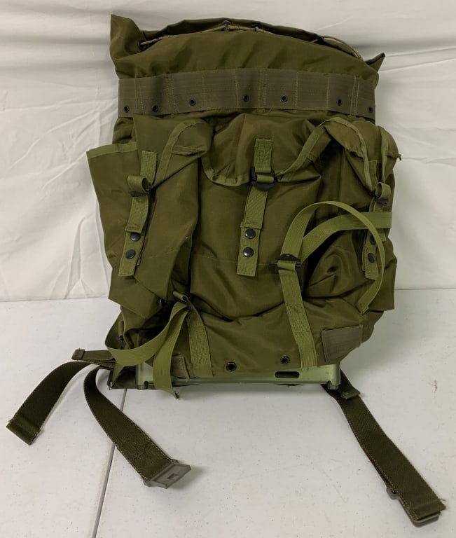 Camoflage Backpack on Metal Frame: has some mildew, Reproduction